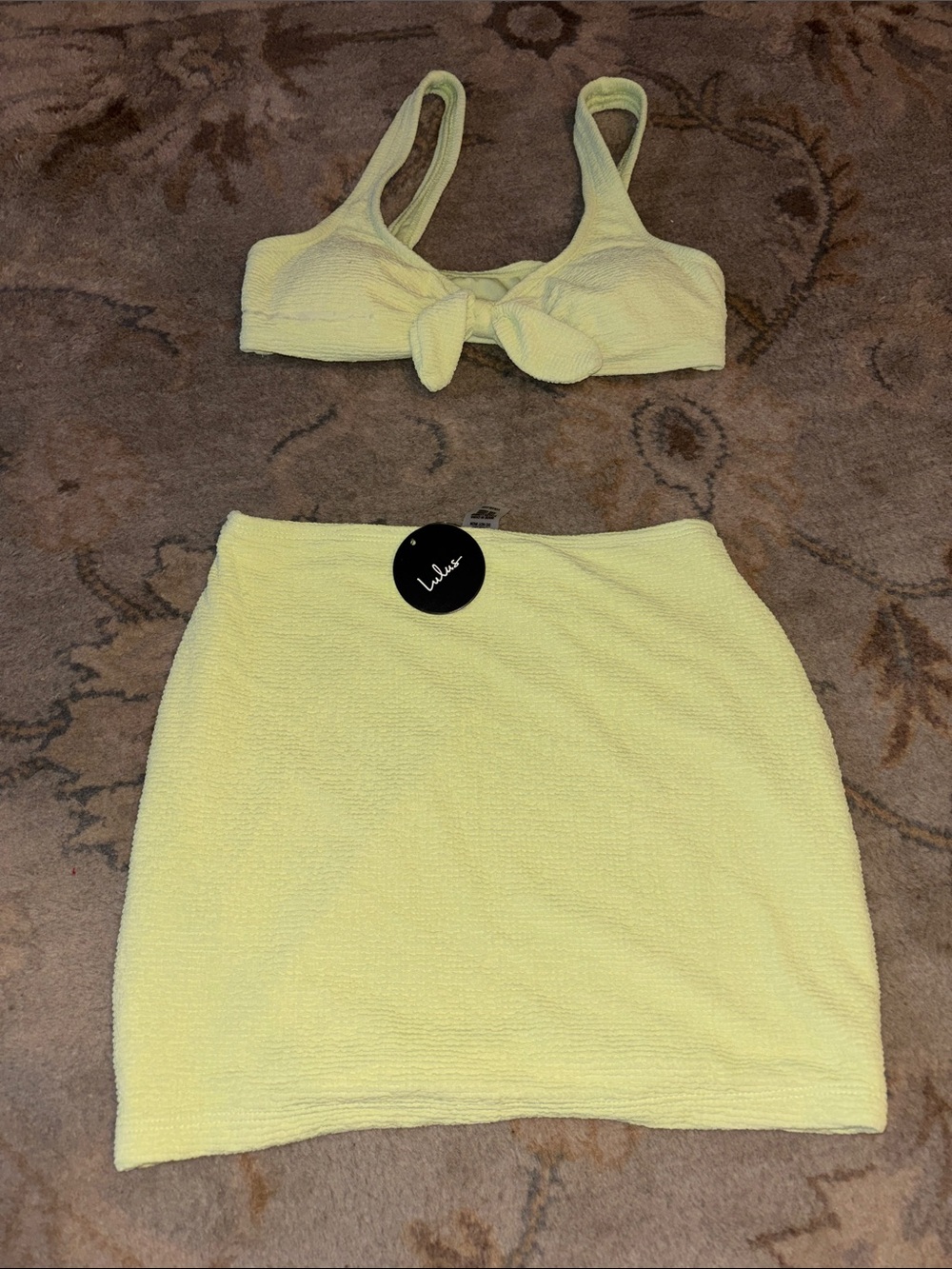 Lulu's Pale Yellow Textured Mini Skirt